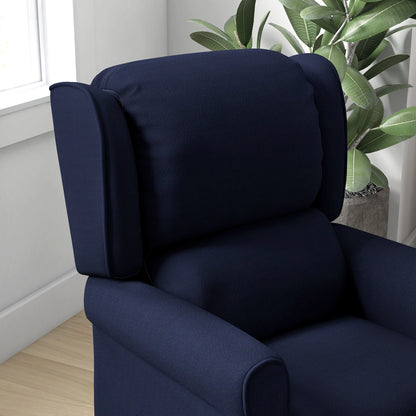 Push Back Recliner Chair, Vibration Massage, Extendable Footrest, Remote, Pocket, Blue Single Sofas at Gallery Canada