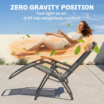 Zero Gravity Chair Set of 2, Patio Chair with Side Table, Grey Lounger Chairs at Gallery Canada