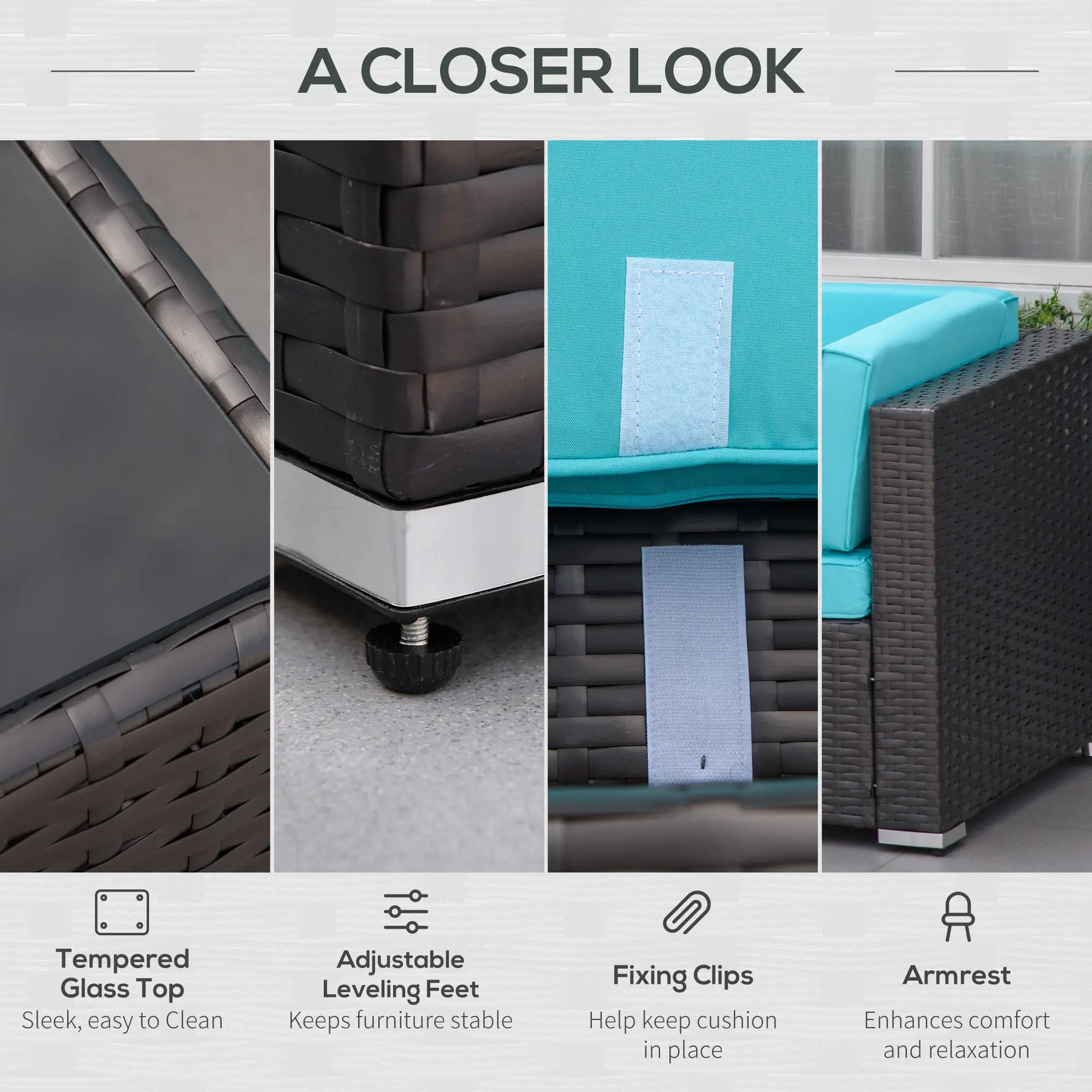 7-Piece Outdoor Wicker Sectional Sofa, Deep Coffee, Light Blue Patio Furniture Sets at Gallery Canada