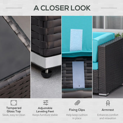 7-Piece Outdoor Wicker Sectional Sofa, Deep Coffee, Light Blue Patio Furniture Sets at Gallery Canada