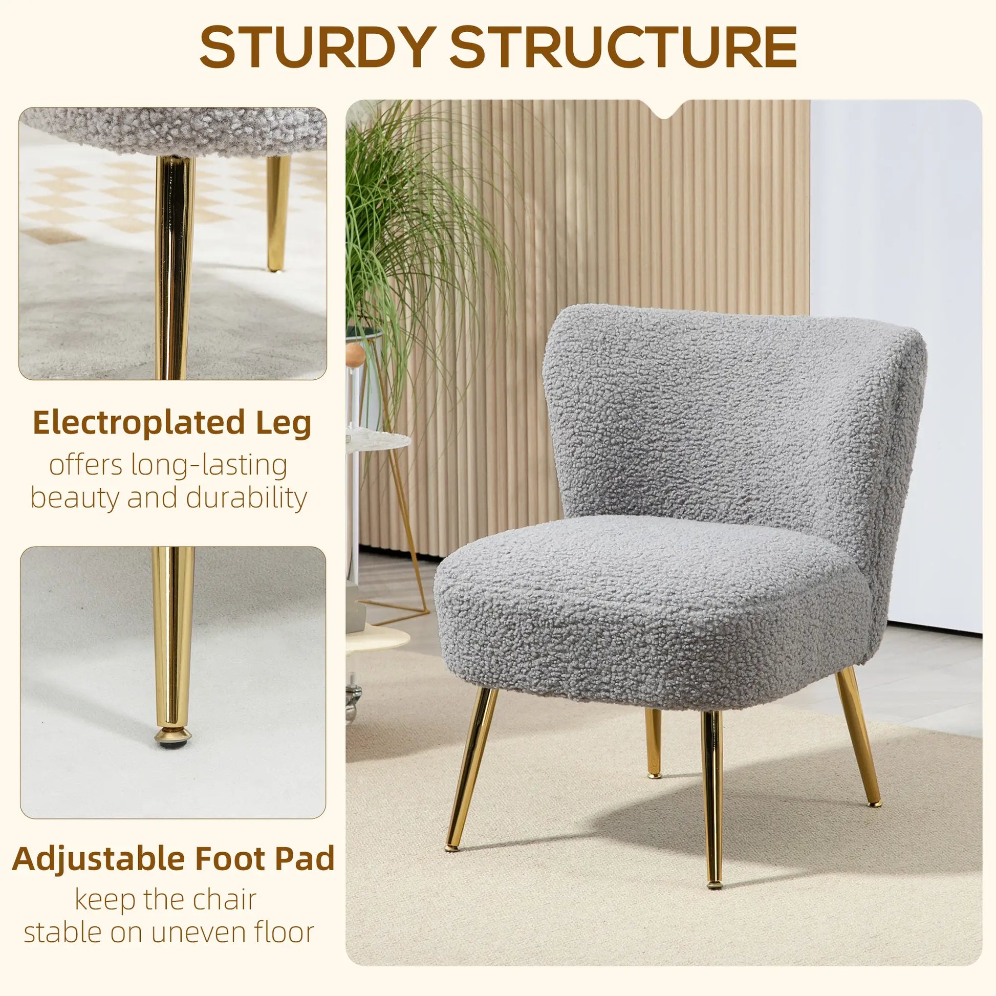 Lounge Chair, Soft Upholstery, Gold Legs, Charcoal Grey Accent Chairs at Gallery Canada