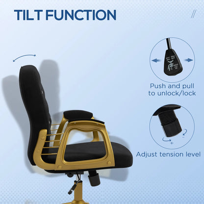 Velvet Office Desk Chair, Button Tufted, Swivel Wheels, Adjustable Height, Black Task Chairs at Gallery Canada