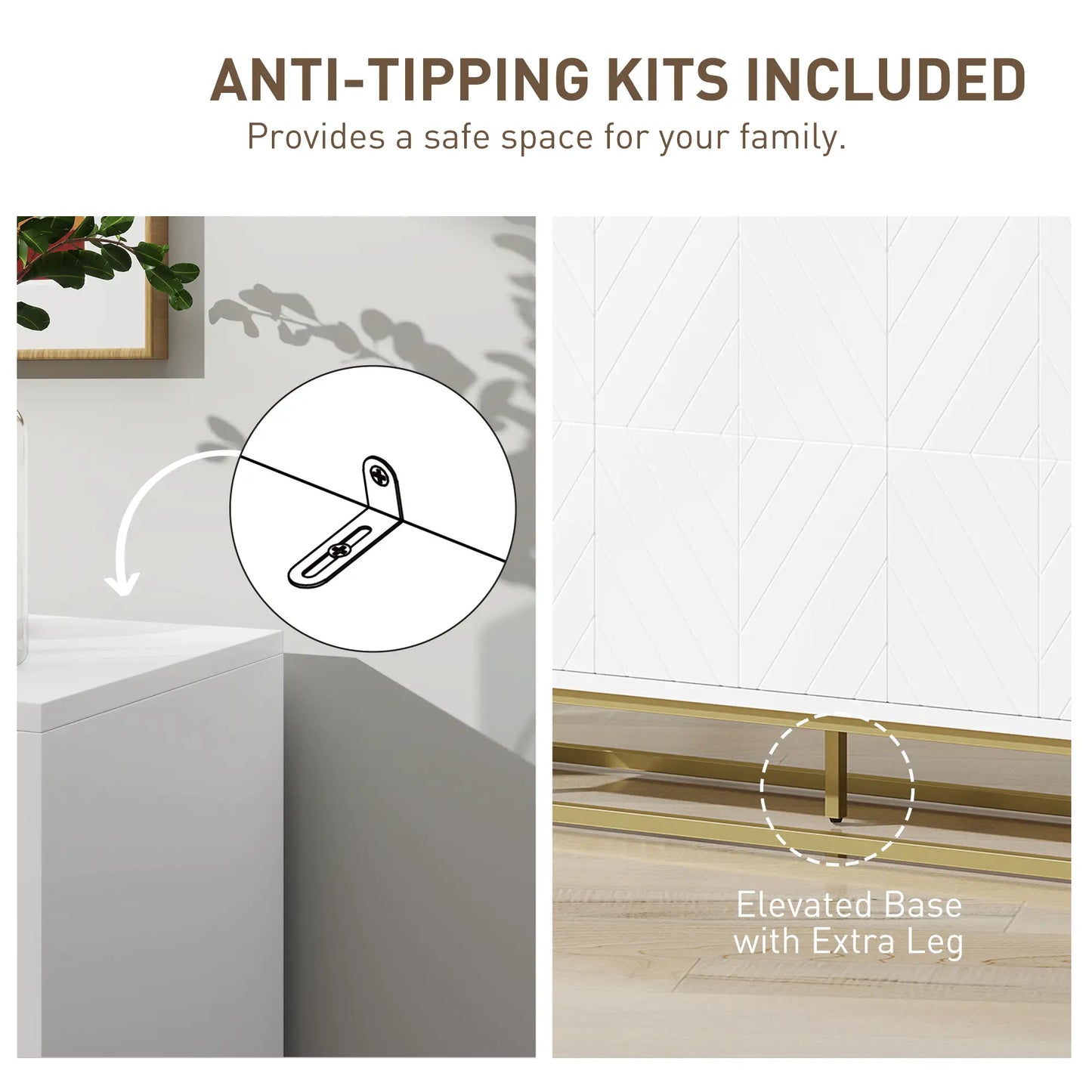 Sideboard Storage Cabinet, 3 Doors, Adjustable Shelves, White Kitchen Pantry Cabinets at Gallery Canada