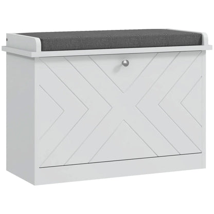 Upholstered Shoe Storage Bench with Flip Drawer, Adjustable Shelf, 6 Pairs Shoe Storage Cabinets & Racks at Gallery Canada