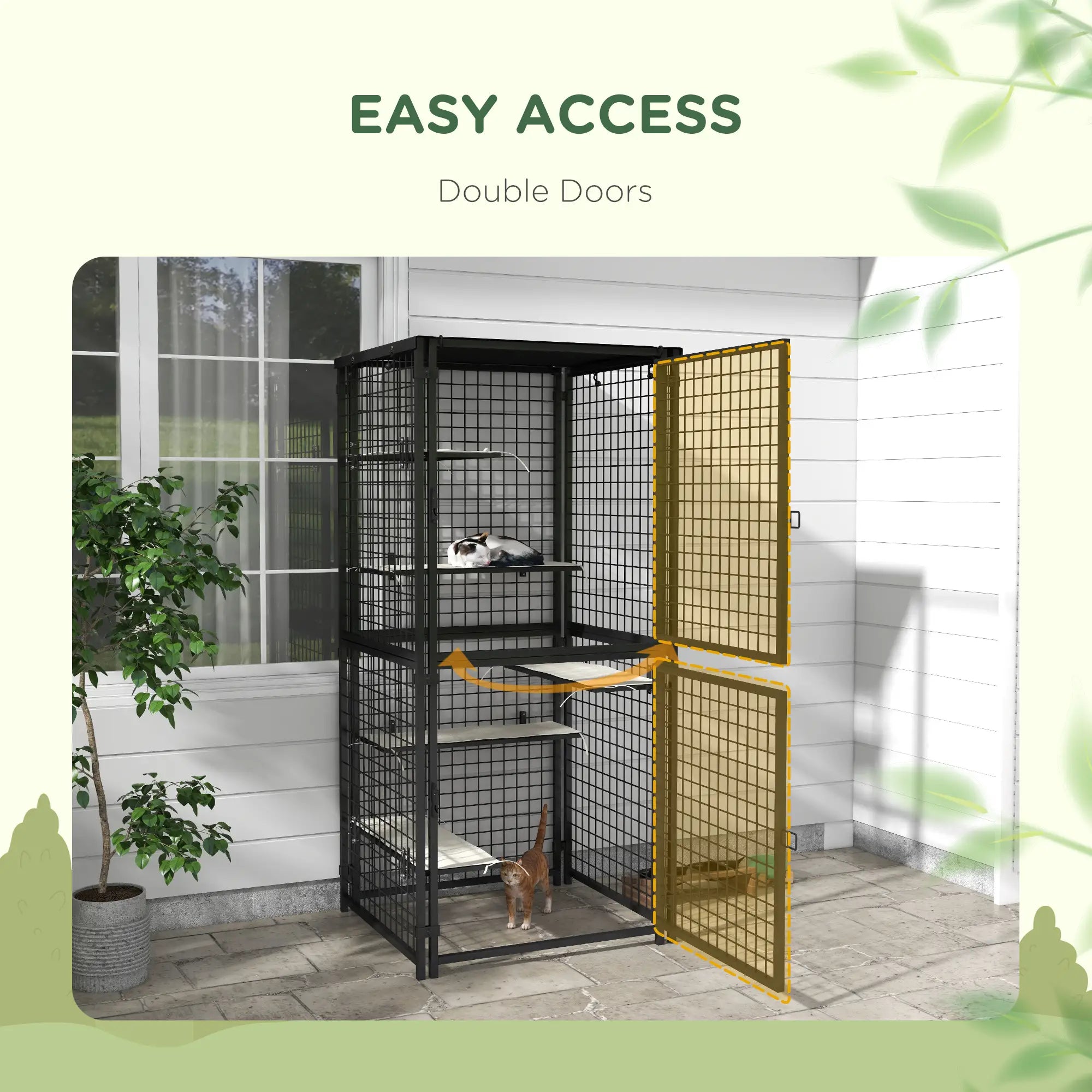 Multi-Level Cat Cage, Outdoor Catio, Steel, UV Water Resistant Cover, 5 Platforms, Soft Pads, Black Outdoor Cat Enclosures at Gallery Canada