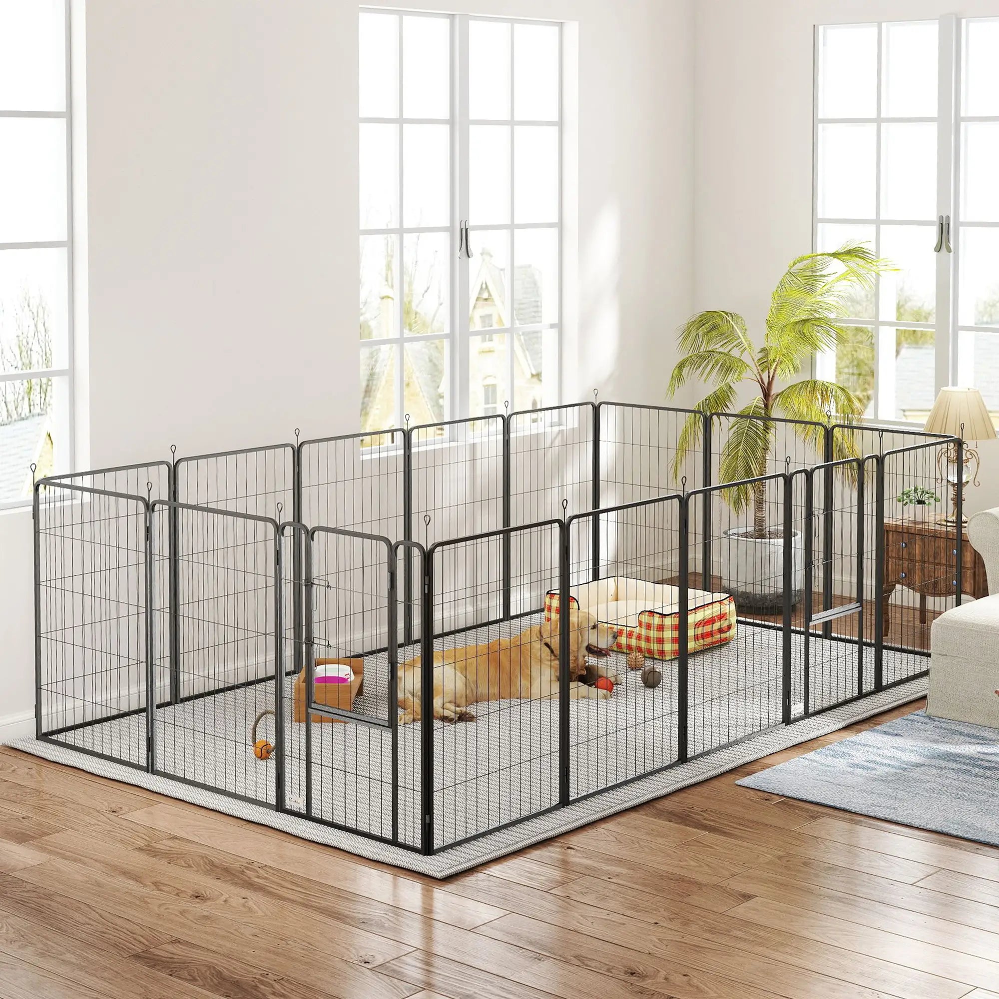 16 Panels Dog Playpen, Portable, for Large Dogs, 47
