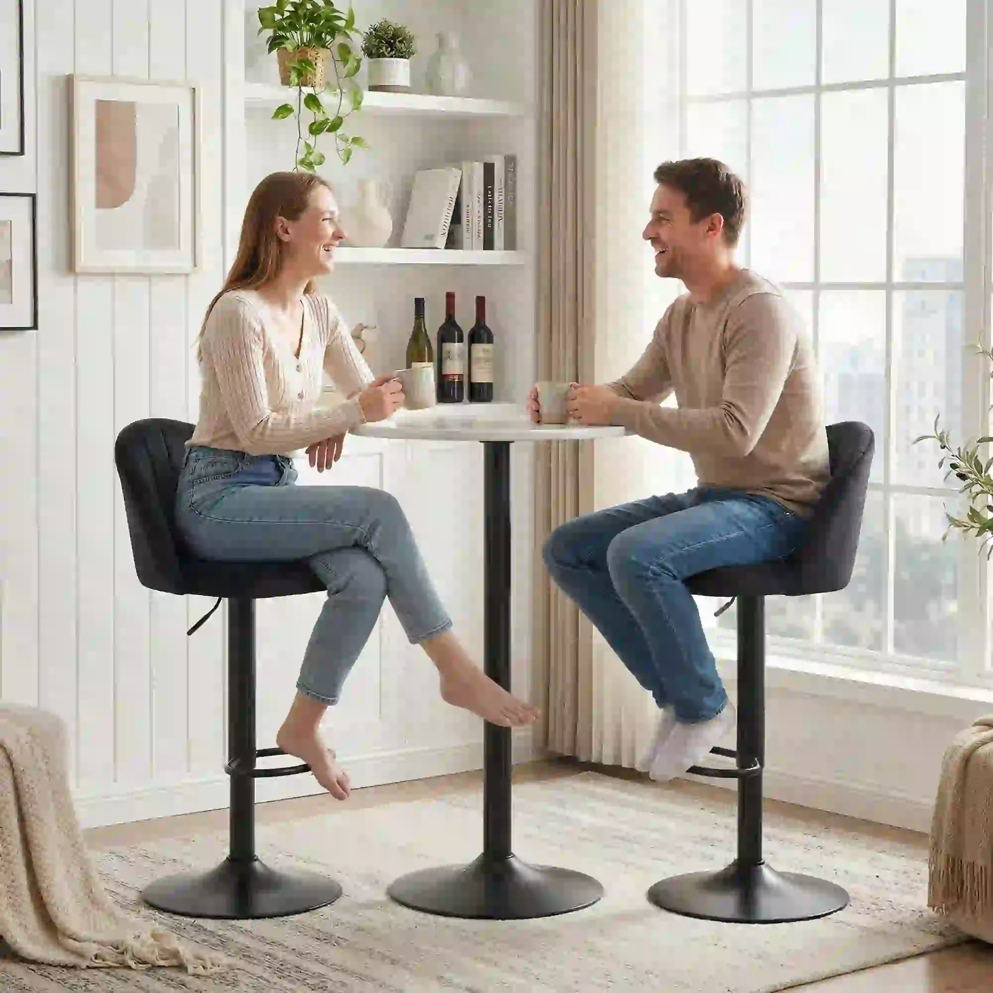 Swivel Counter Height Barstools Set of 2, Black Bar Stools at Gallery Canada