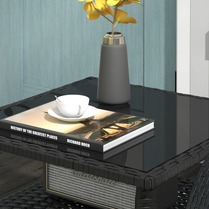 20" Patio Wicker Coffee Table, Outdoor PE Rattan Side Table, Black Patio Side Tables at Gallery Canada