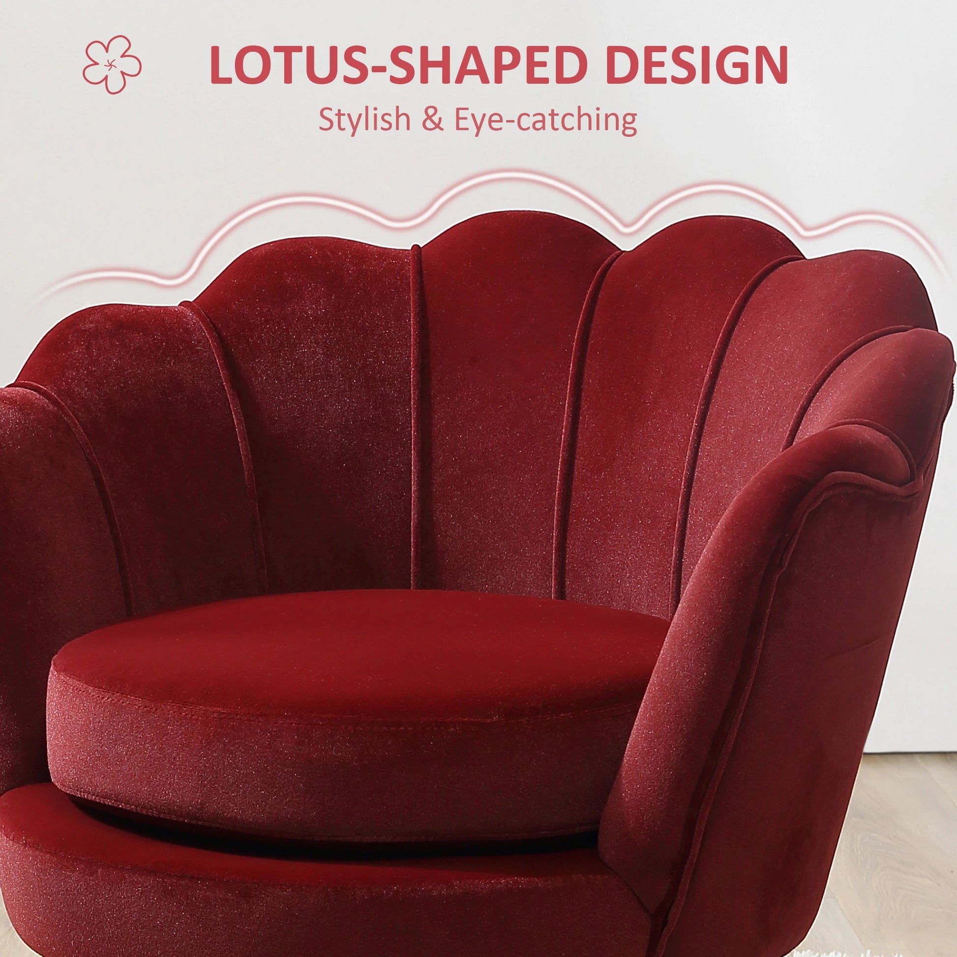Modern Velvet Accent Chair, Gold Metal Legs, Wine Red Accent Chairs at Gallery Canada