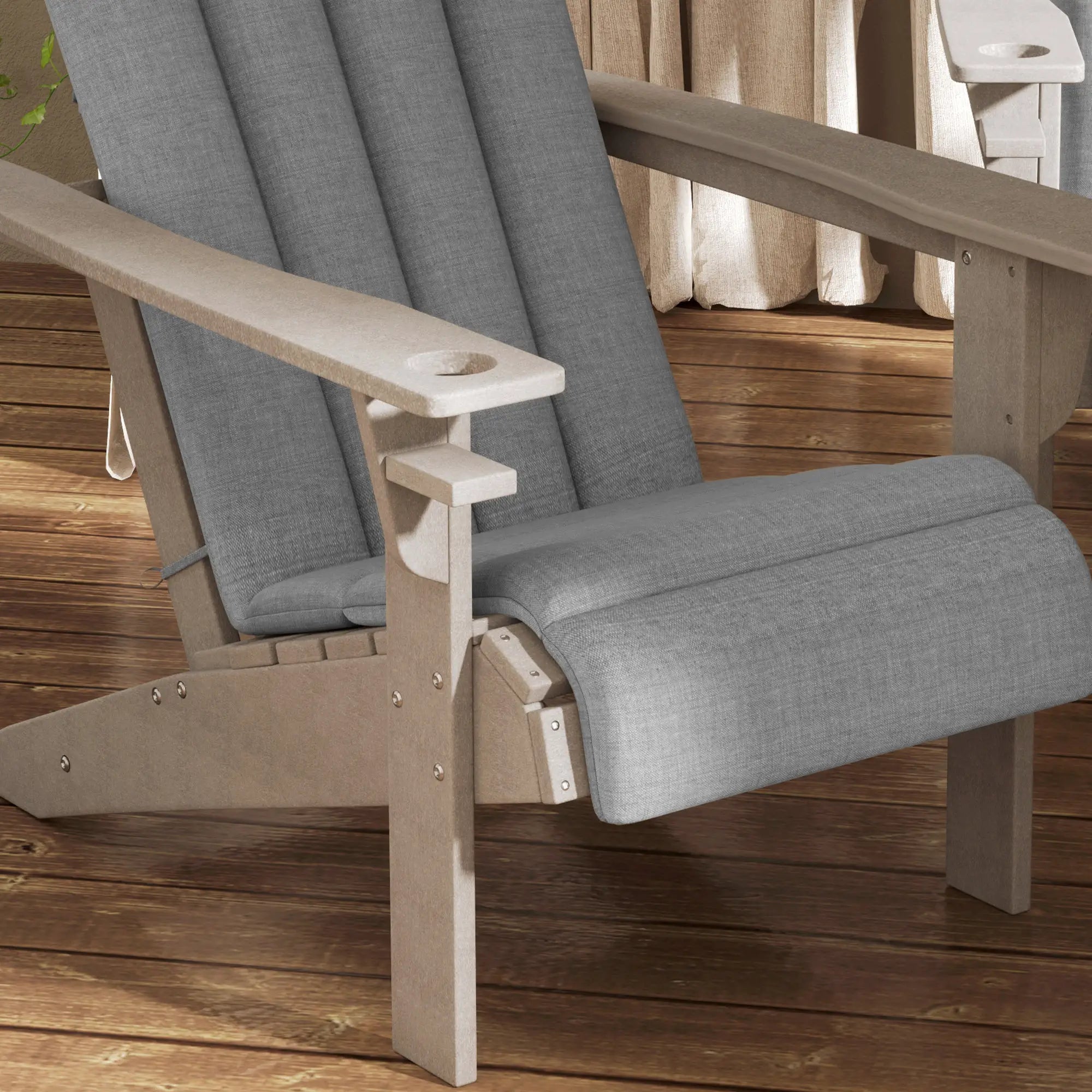 Set Of 4 Patio Chair Cushions, High Back Adirondack, High-Density Foam, Grey Patio Chair Cushions at Gallery Canada