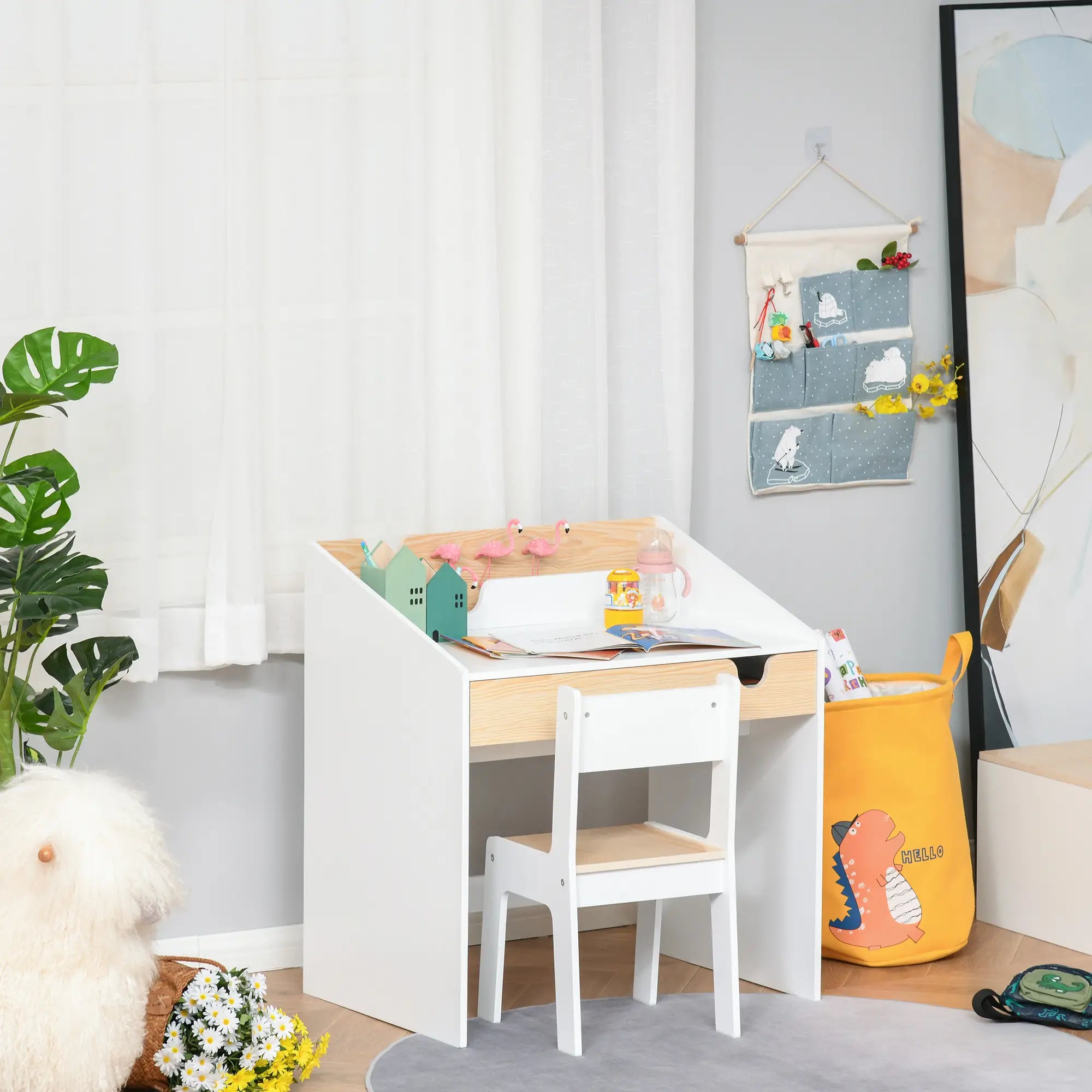 Kids Desk and Chair Set with Storage Drawer, for 6-10 Years Kids Desk Sets at Gallery Canada