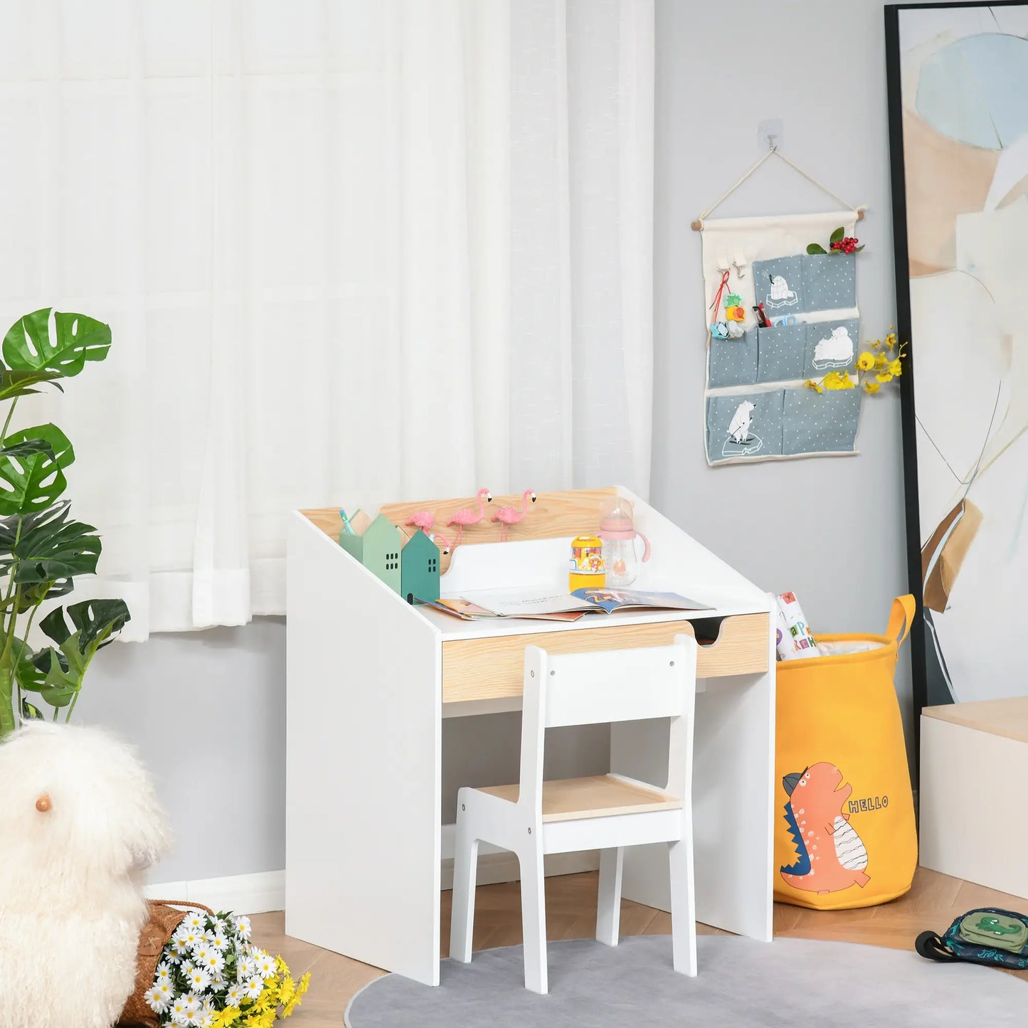 Kids Desk and Chair Set with Storage Drawer, for 6-10 Years Kids Desk Sets at Gallery Canada