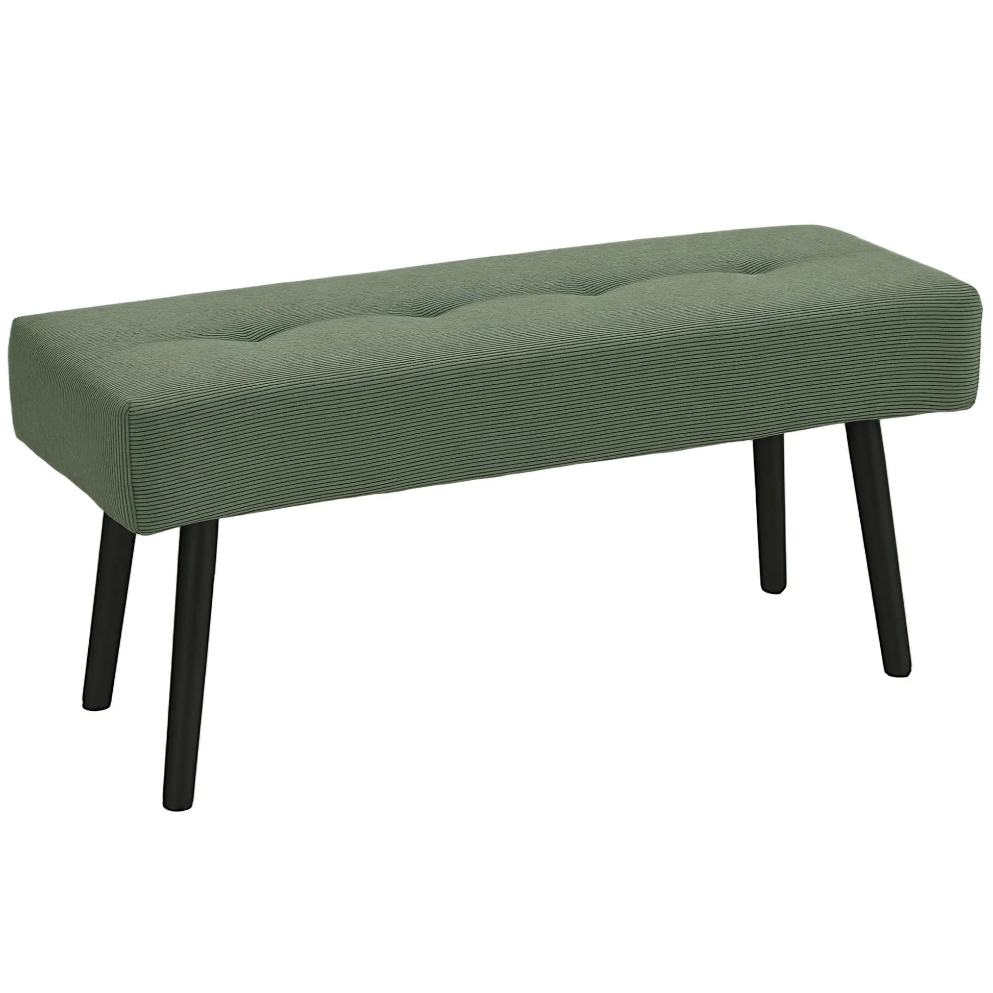 39" Upholstered Ottoman Bench, Corduroy, Padded Seat, Steel Legs, Green Storage Ottomans & Benches at Gallery Canada