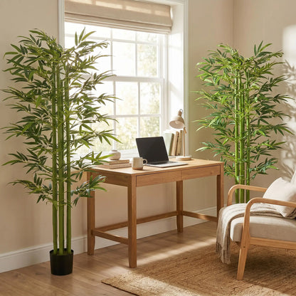 Indoor Fake Plants, Artificial Bamboo Tree with Adjustable Shape for Home Office Living Room Decor, Green