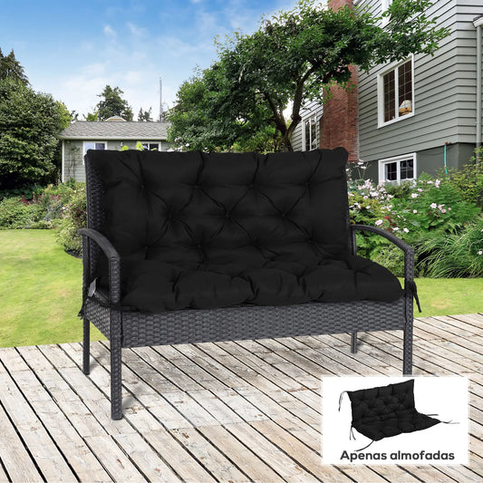 Porch Swing Cushion, Garden Bench Cushion with Backrest, Non-Slip, 39.4" x 38.6", Black Patio Chair Cushions Black at Gallery Canada