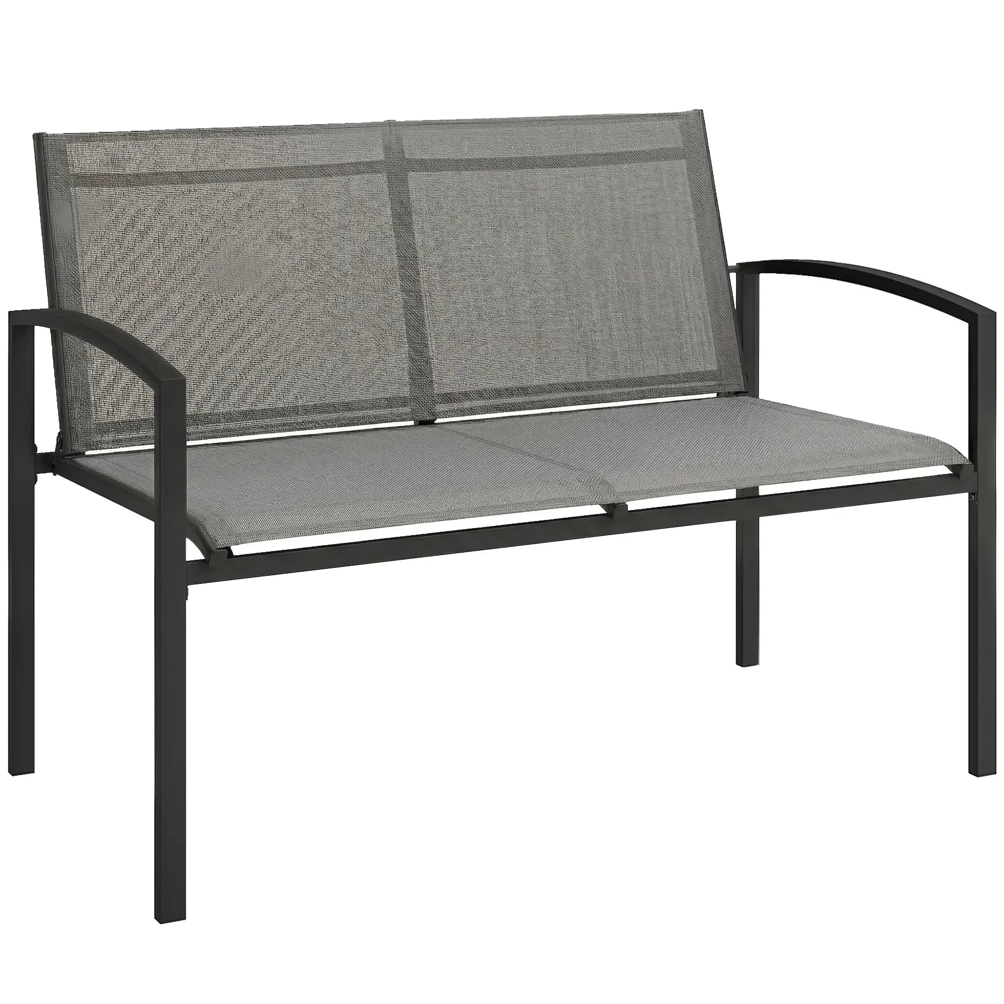 Metal Garden Bench, 44 in, Breathable Mesh Fabric, 484 lb Capacity, Grey Outdoor Benches at Gallery Canada