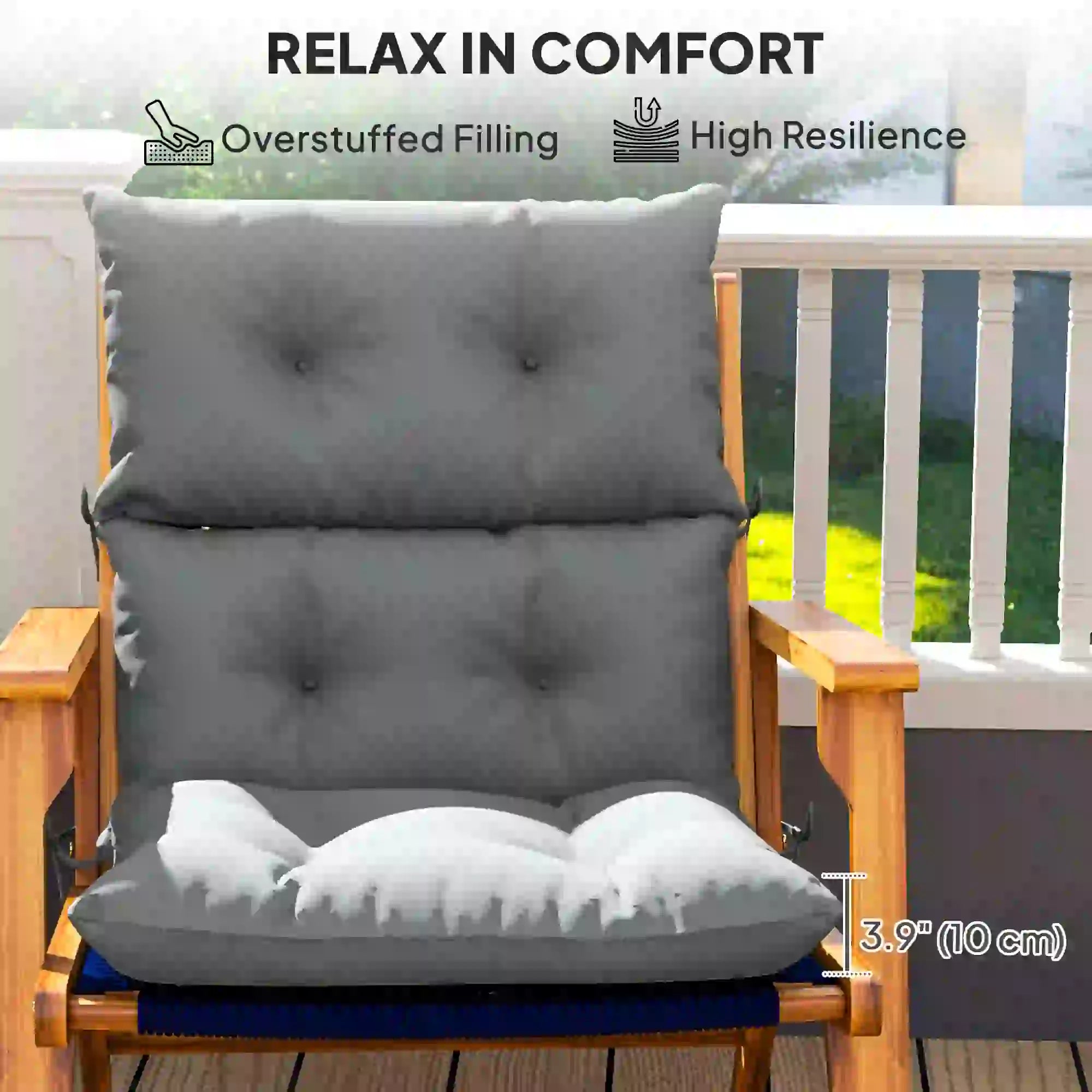 Adirondack Chair Cushion, Tufted with Ties, Non-Slip, Light Grey Patio Chair Cushions at Gallery Canada