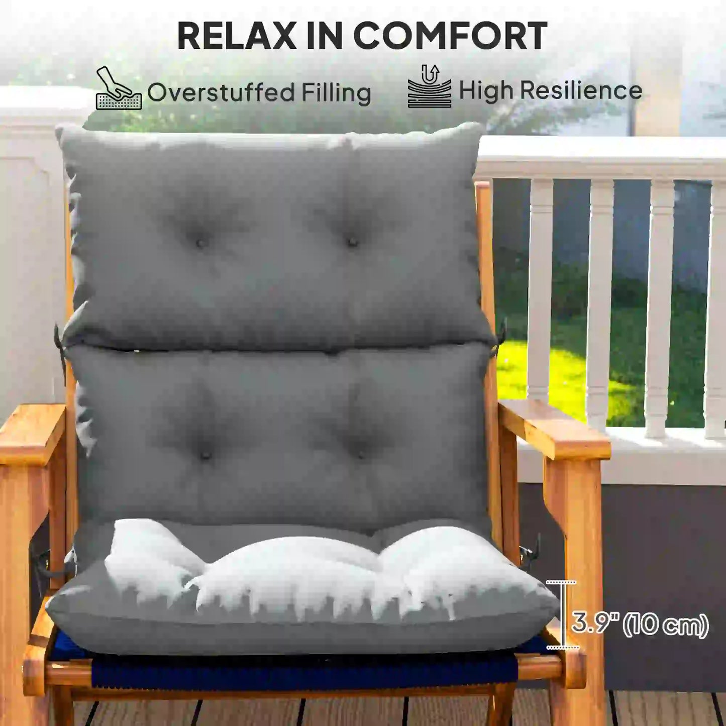 Adirondack Chair Cushion, Tufted with Ties, Non-Slip, Light Grey Patio Chair Cushions at Gallery Canada