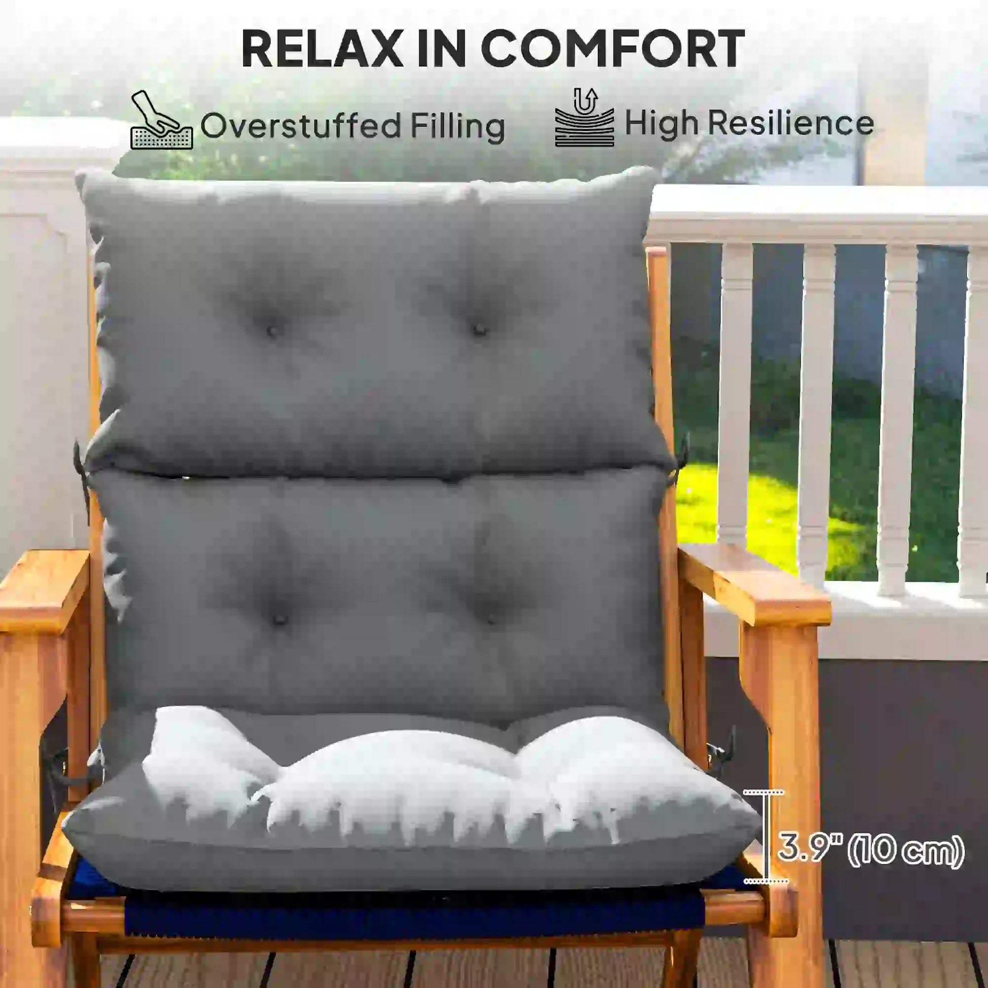 Adirondack Chair Cushion, Tufted with Ties, Non-Slip, Light Grey Patio Chair Cushions at Gallery Canada