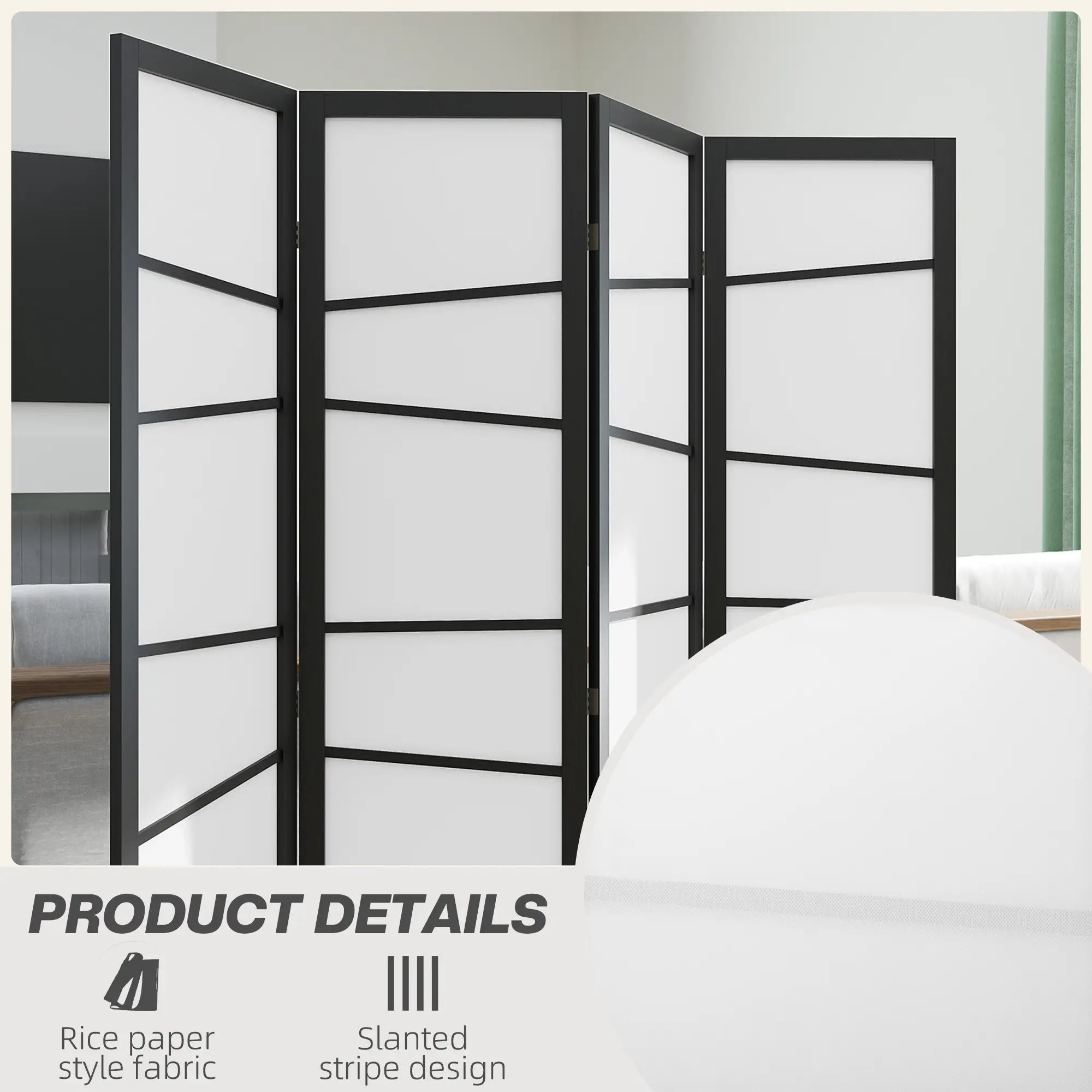 5.6ft Folding Room Divider, 4 Panel Wood Frame, White Room Dividers at Gallery Canada