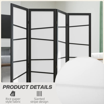 5.6ft Folding Room Divider, 4 Panel Wood Frame, White Room Dividers at Gallery Canada