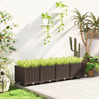 Plastic Raised Garden Bed, Outdoor Planter Box, 63" x 15.7" x 14.6", Brown Raised Garden Beds at Gallery Canada