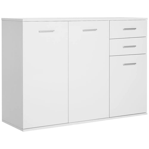 High Gloss Sideboard, 2 Drawers, 3 Doors, Adjustable Shelf, White