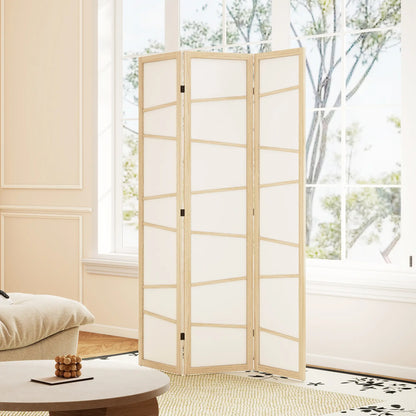 66.9" Folding Room Divider, 3 Panel Wood Frame Partition, Natural Wood Room Dividers at Gallery Canada