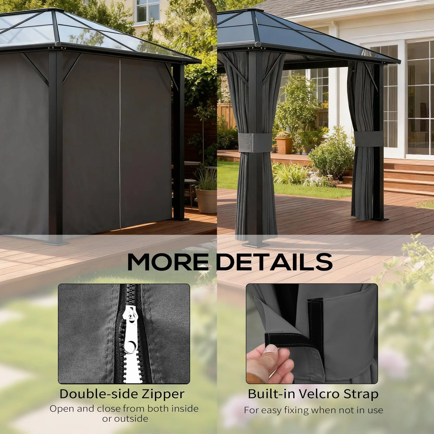 10' x 13' Gazebo Sidewall Set, 4 Panels, Light Grey Gazebo Sidewalls at Gallery Canada