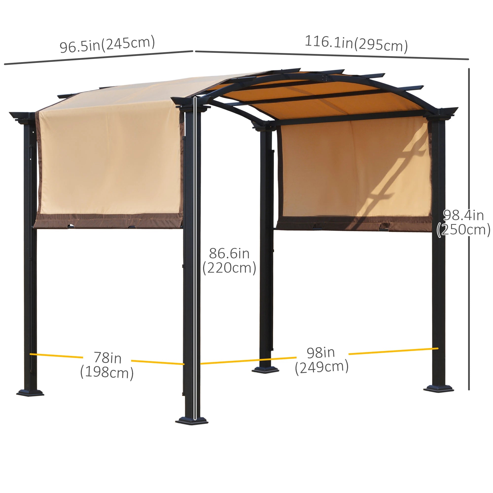 10' x 8' Outdoor Retractable Canopy, Steel Frame Pergola, Beige Pergolas at Gallery Canada
