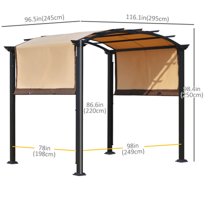 10' x 8' Outdoor Retractable Canopy, Steel Frame Pergola, Beige Pergolas at Gallery Canada