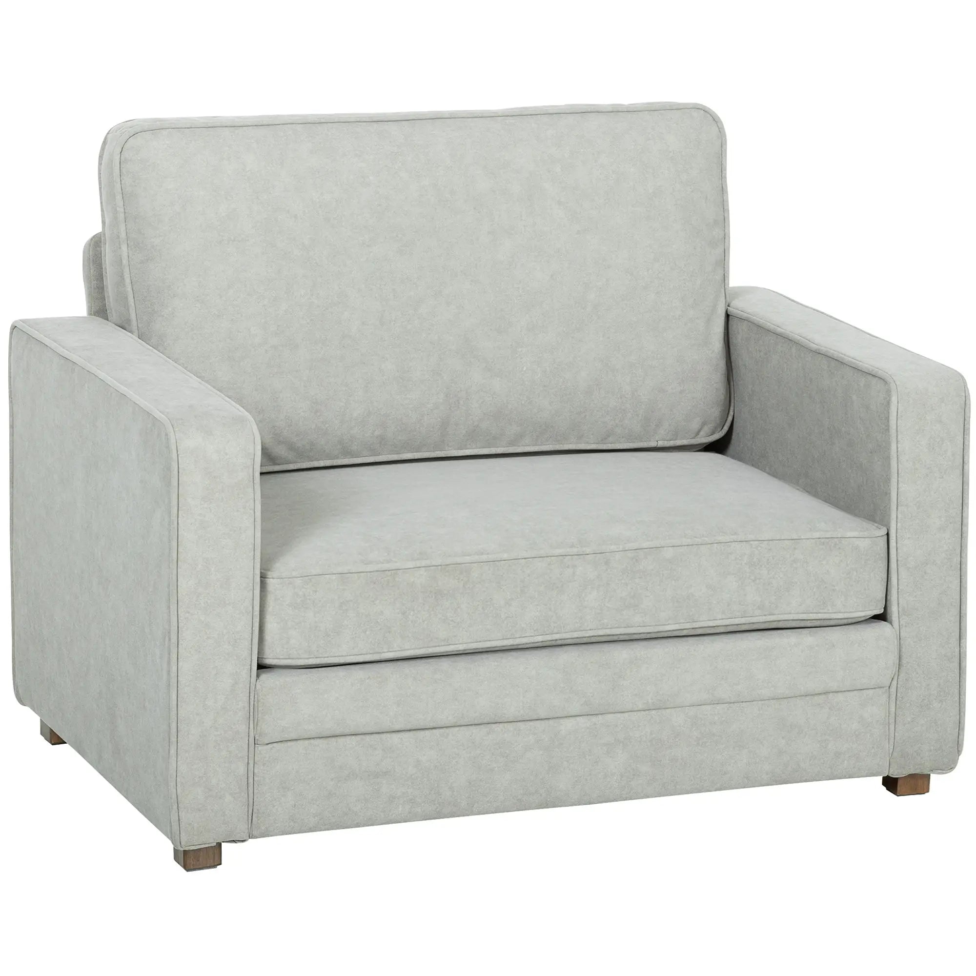 Grey Velvet Fabric Armchair, Wide Seat Spring Cushion, Solid Wood Legs, Grey Single Sofas at Gallery Canada