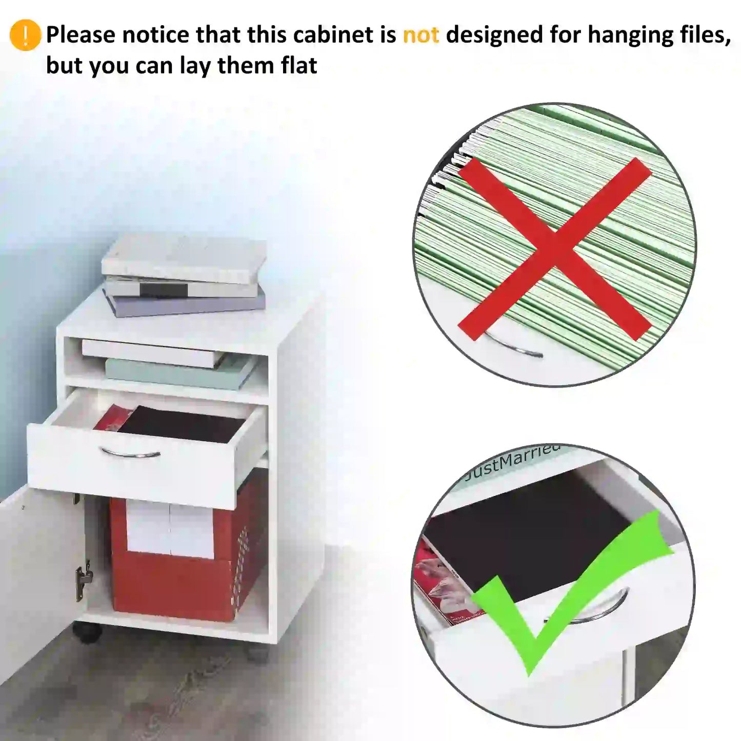 24" Small Filing Cabinet, Open Compartment, Drawer, Wheels, White Office Cabinets & Cupboards at Gallery Canada