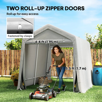 9.2' x 7.9' Garden Storage Tent, Metal Frame, Double Zipper Doors, Light Grey Portable Shed at Gallery Canada