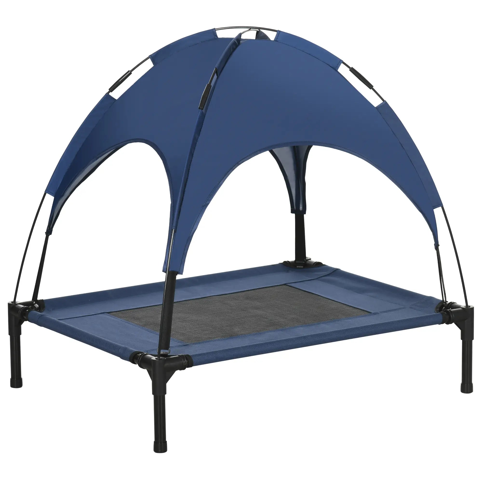 Portable Raised Dog Cot with Canopy, Medium Size, Dark Blue Elevated Dog Beds at Gallery Canada