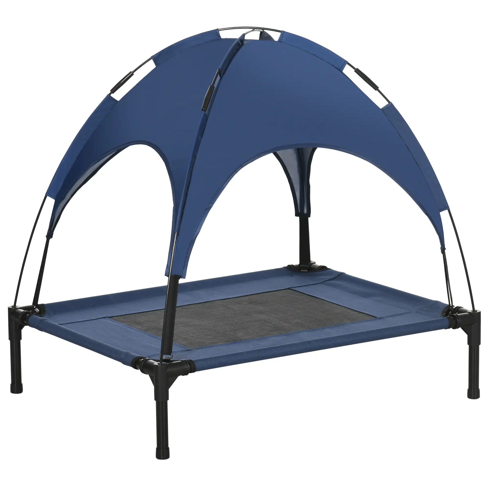 Portable Raised Dog Cot with Canopy, Medium Size, Dark Blue Elevated Dog Beds at Gallery Canada
