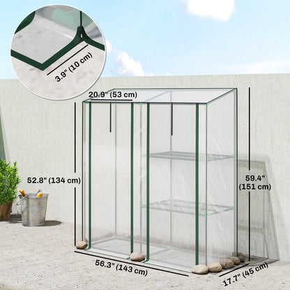 Mini Greenhouse, 3 Shelves, 2 Roll-Up Doors, 56.3" x 17.7" x 59.4", Clear Portable Greenhouses at Gallery Canada