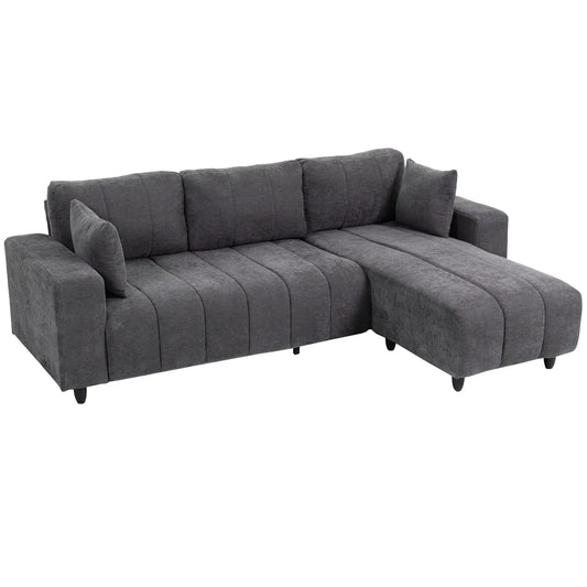 Sectional Couch, 3 Seater L-Shaped Sofa, Changeable Chaise, Grey 3-Seater Sofas Charcaol Grey at Gallery Canada