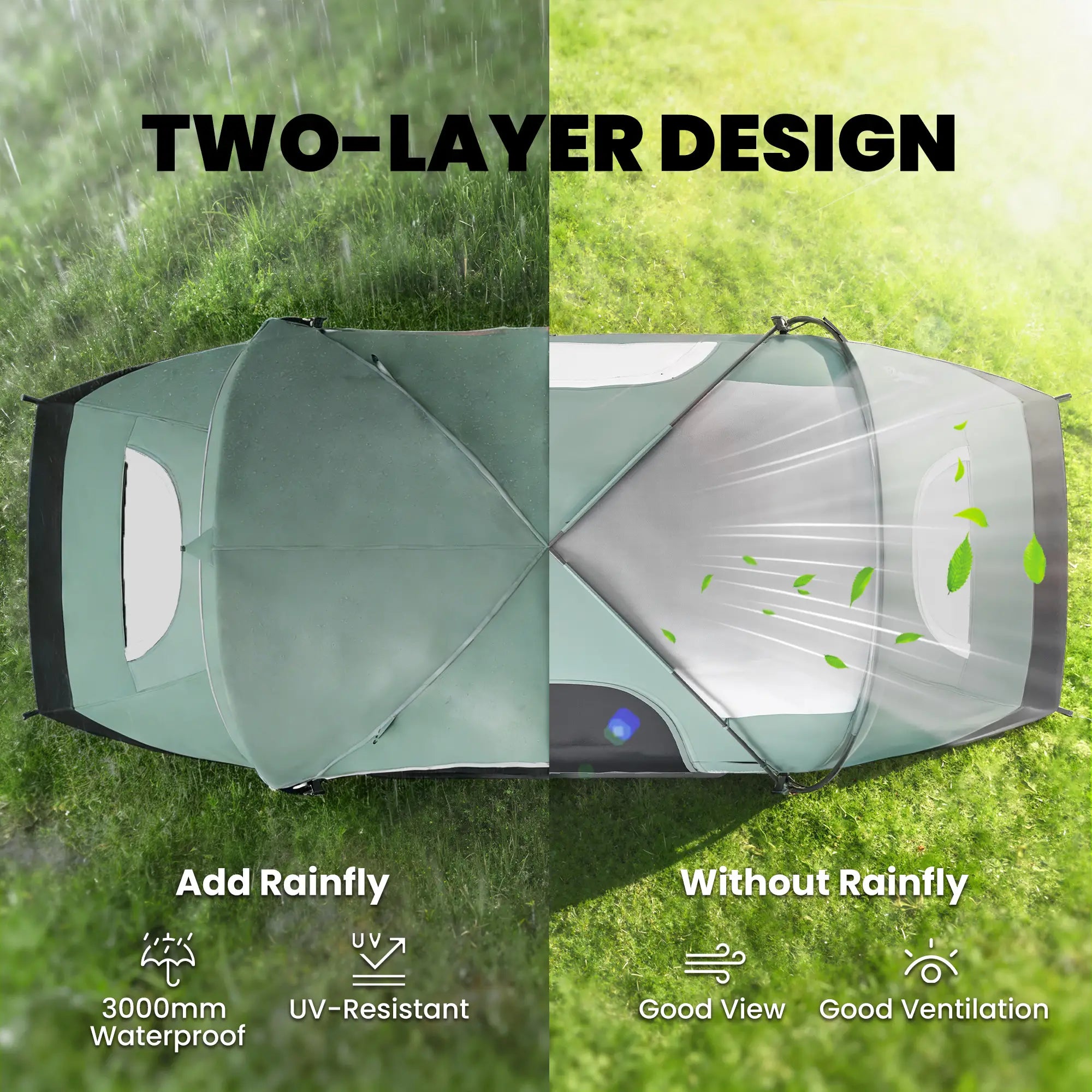 5-6 Person Family Tent, With Lighting Hook, Carrying Bag, Green Camping Tents at Gallery Canada