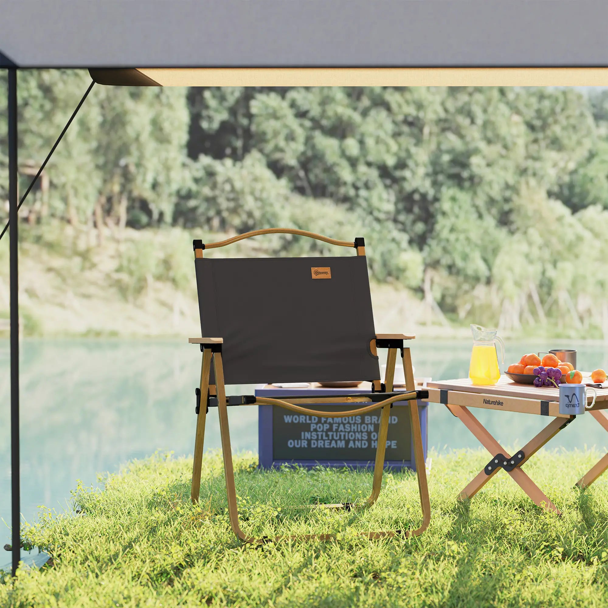 Lightweight Folding Camping Chair, Portable Armchair, Dark Grey Picnic Tables & Camping Chairs at Gallery Canada