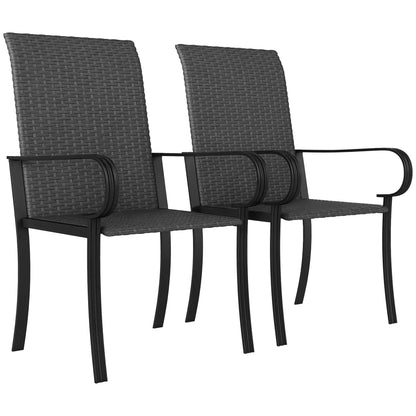 2 PE Rattan Patio Dining Chairs, Steel Frame, Garden, Backyard, Black Patio Chairs at Gallery Canada