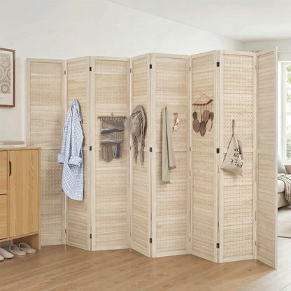 5.6 Ft. 8-Panel Room Divider, Pegboard Privacy Screen, Partition Wall, Natural Room Dividers at Gallery Canada