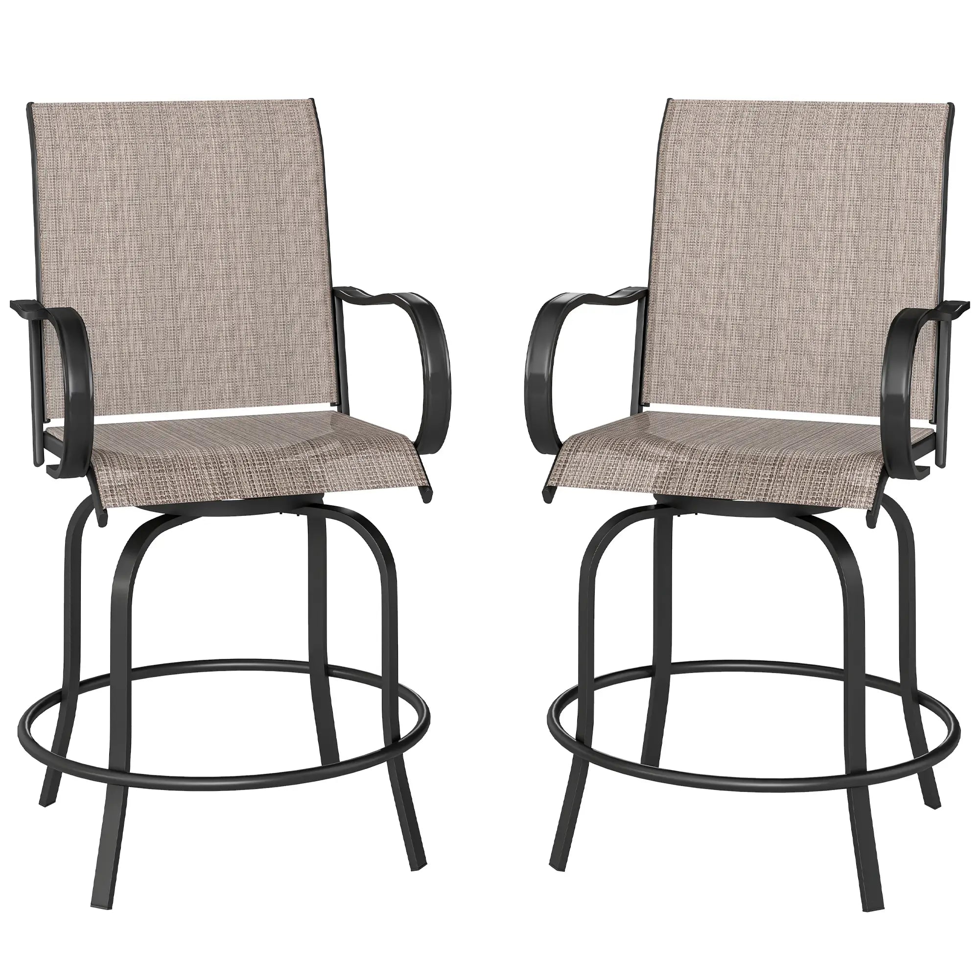Outdoor Bar Stools Set of 2, 360° Swivel Bar Height Chairs, 26.8