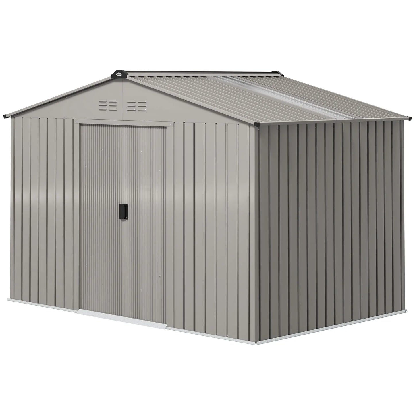 9.1' x 6.4' x 6.3' Garden Storage Shed with Foundation Kit, Double Doors, Grey Sheds Aluminum Grey at Gallery Canada