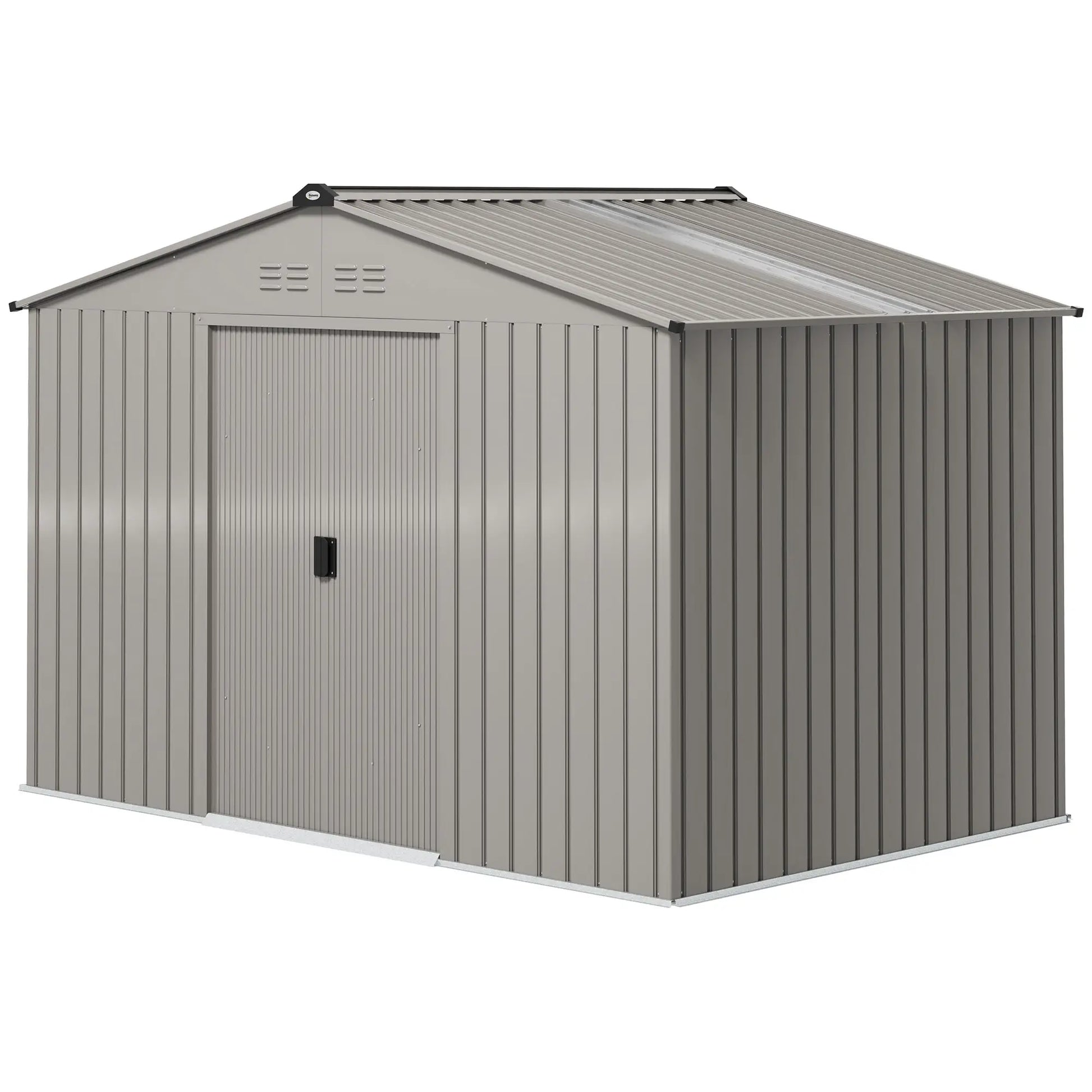 9.1' x 6.4' x 6.3' Garden Storage Shed with Foundation Kit, Double Doors, Grey Sheds Aluminum Grey at Gallery Canada