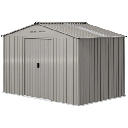 9.1' x 6.4' x 6.3' Garden Storage Shed with Foundation Kit, Double Doors, Grey Sheds Aluminum Grey at Gallery Canada