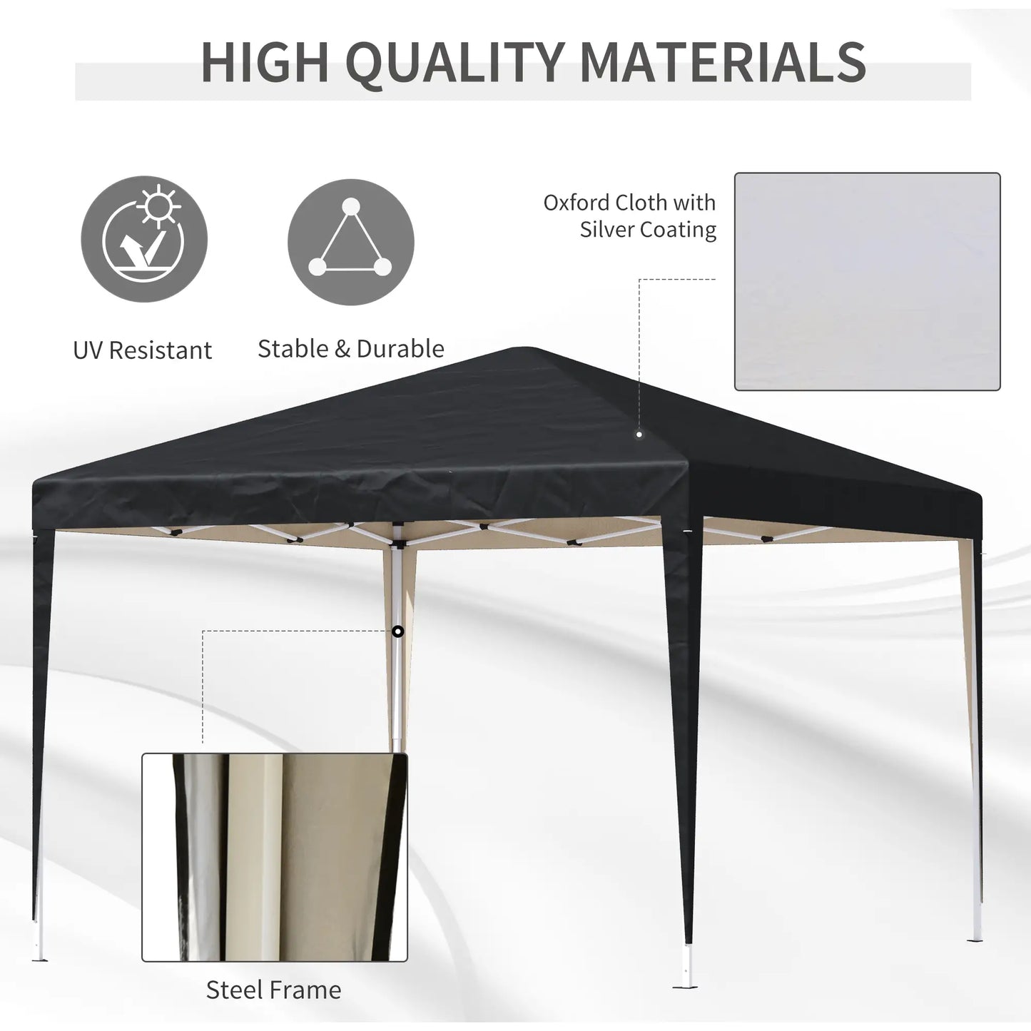 10 x 10ft Folding Pop Up Tent, Outdoor Gazebo Canopy, Black Pop Up Canopies at Gallery Canada