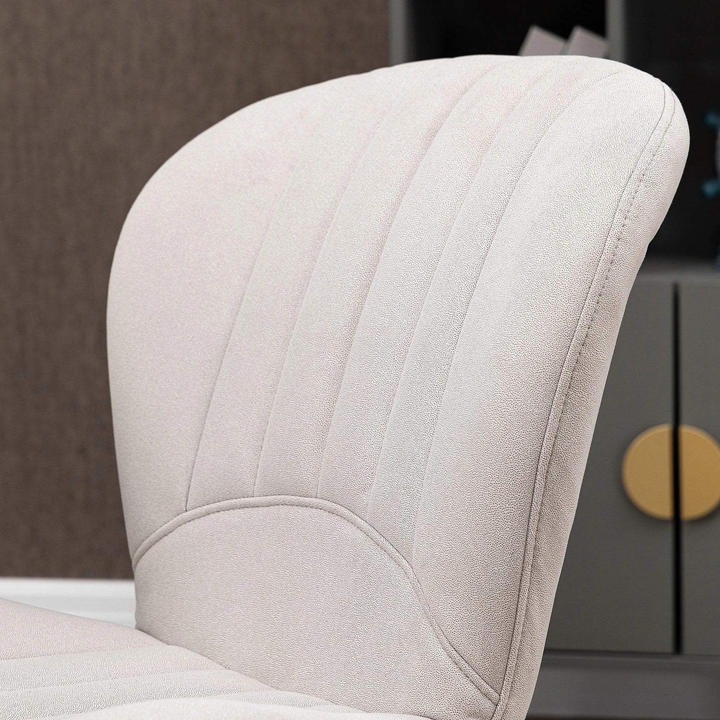 Modern Dining Chairs Set of 2, Cushioned Backrest, Cream White Bar Stools at Gallery Canada