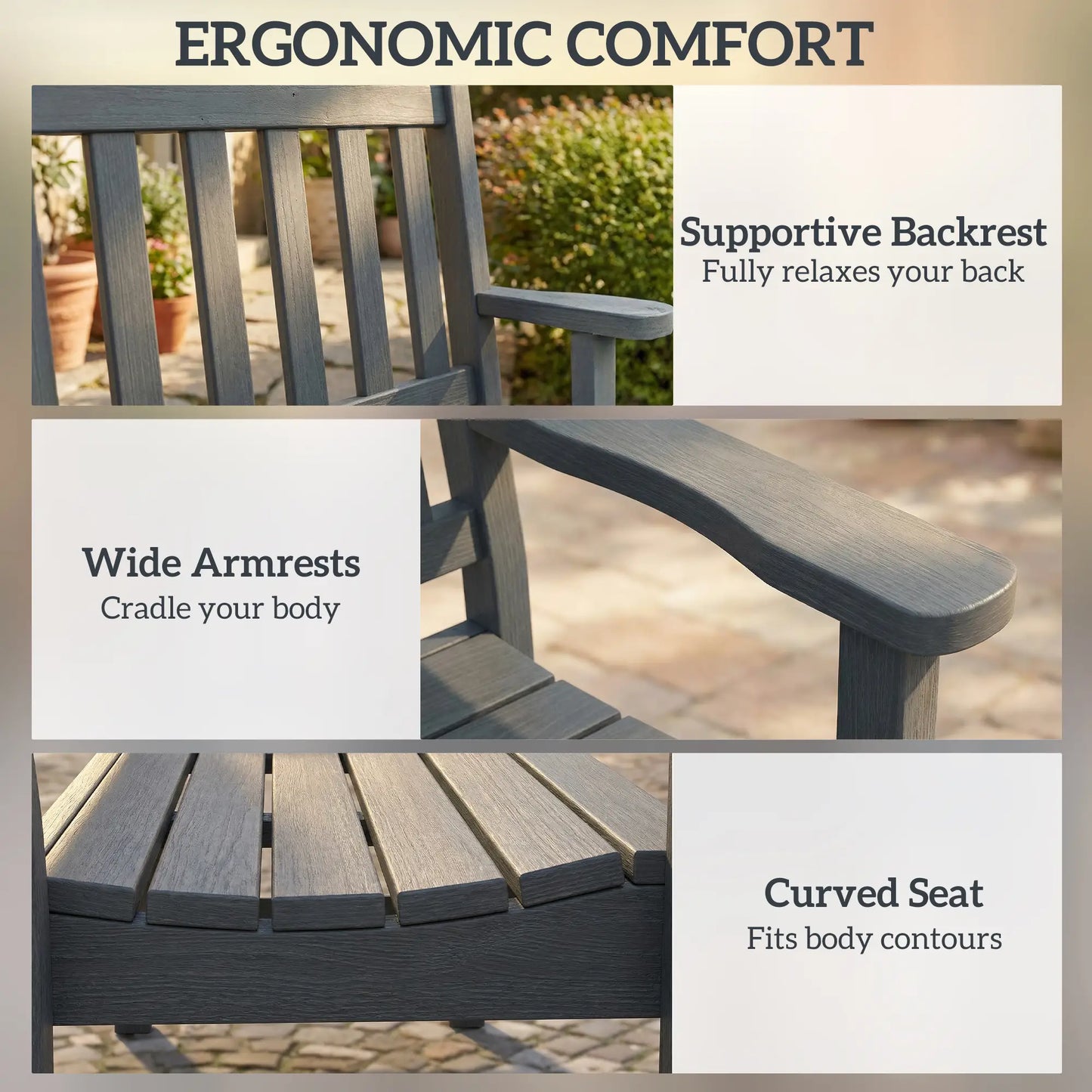 Outdoor Garden Bench, HDPE Weatherproof, 2-Person Seating Outdoor Benches at Gallery Canada