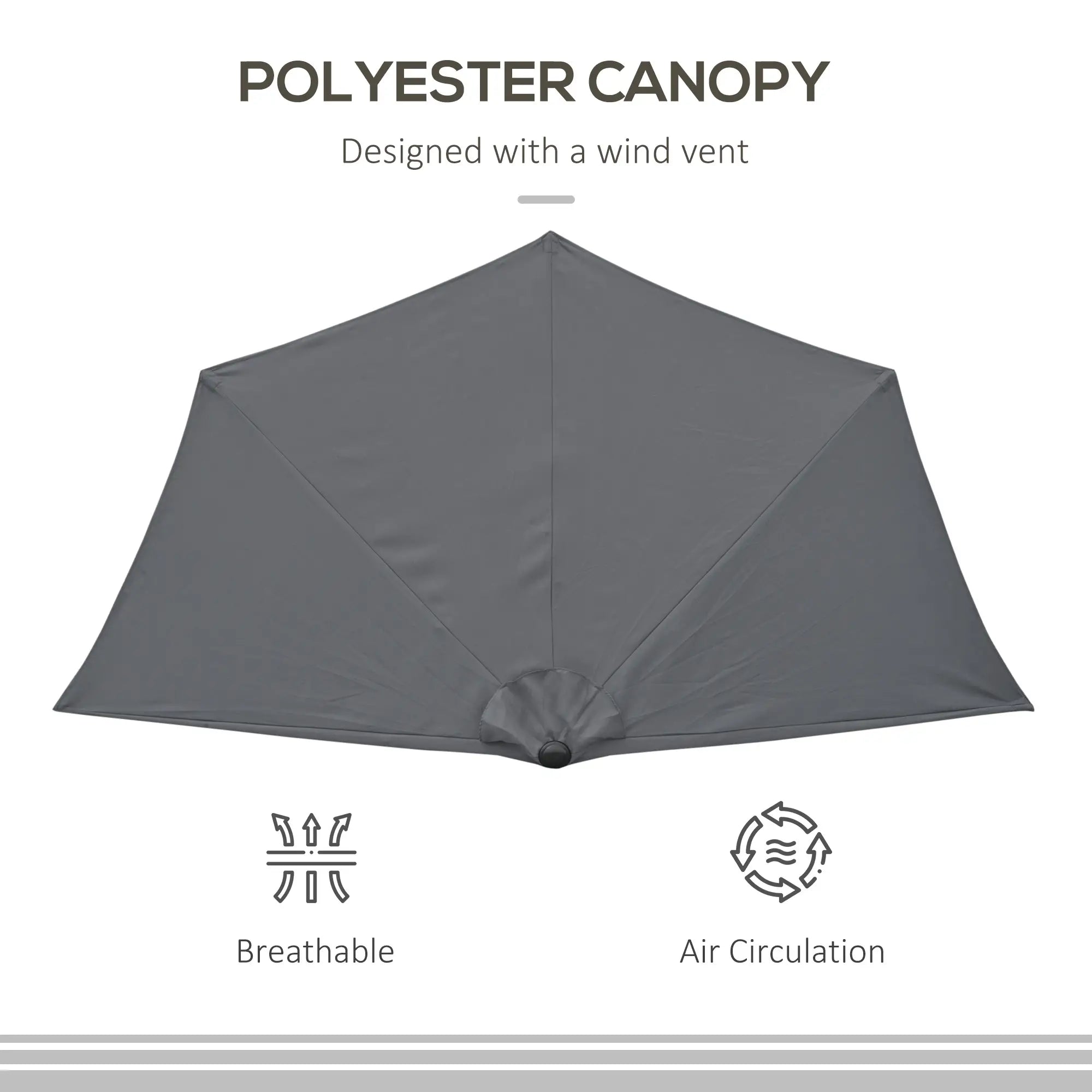 9.8ft Half Umbrella, Semi Round Patio Parasol, Crank Handle, Top Vent, Grey Sun Umbrellas at Gallery Canada